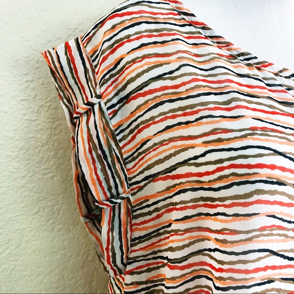 Coral and Cream Striped Blouse - Picture 3 of 3